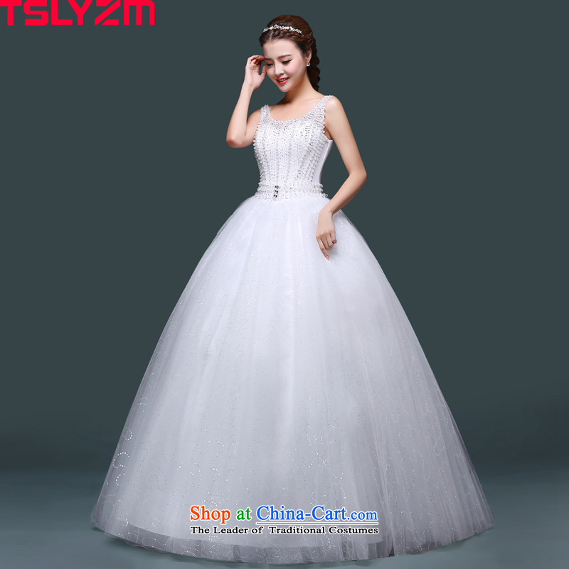 Tslyzm bride Wedding 2015 new fluoroscopy shoulders to align the wedding dresses Korean version thin Foutune of Princess Pearl White bon bon skirt autumn and winter white s,tslyzm,,, shopping on the Internet
