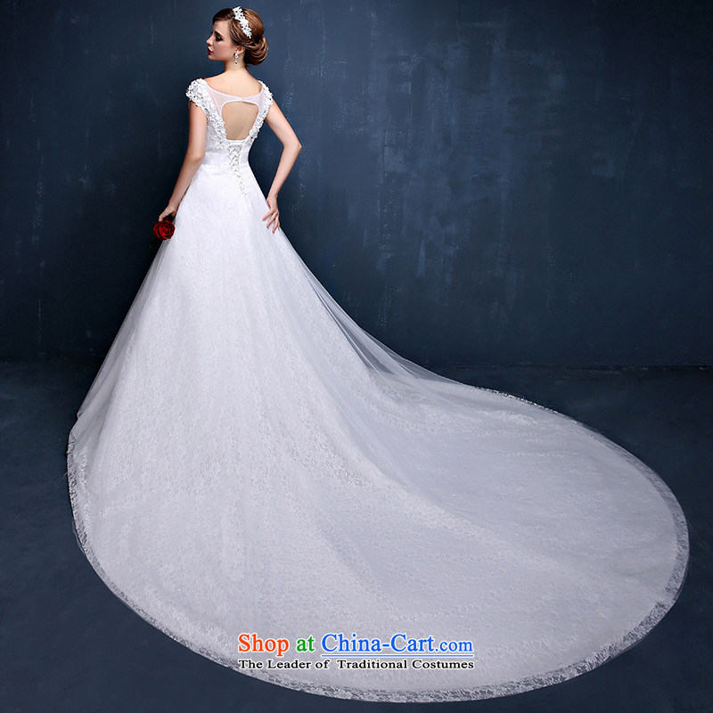Wedding dresses Summer 2015 new Korean shoulders large flower graphics thin marriages tail wedding dresses white PUERTORRICANS waist 2.0_