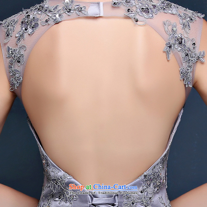 Gray tail wedding dresses Summer 2015 new Korean lace shoulders video thin crowsfoot bride wedding dresses Smoke Gray XL( waist 2.3), Mrs Alexa Lam Roundup , , , shopping on the Internet