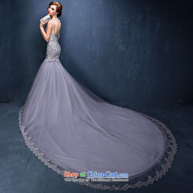 New spring and summer new Korean lace shoulder larger video thin marriages Sau San long tail wedding dress gray PUERTORRICANS waist 2.0), Mrs Alexa Lam Roundup , , , shopping on the Internet