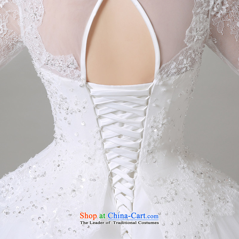 Hiv Miele wedding in summer and autumn 2015 new marriages and elegant reminiscent of gossamer round-neck collar lace in long-sleeved wedding A15CH100 Sau San  XL (white waist two feet II ), HIV Miele shopping on the Internet has been pressed.