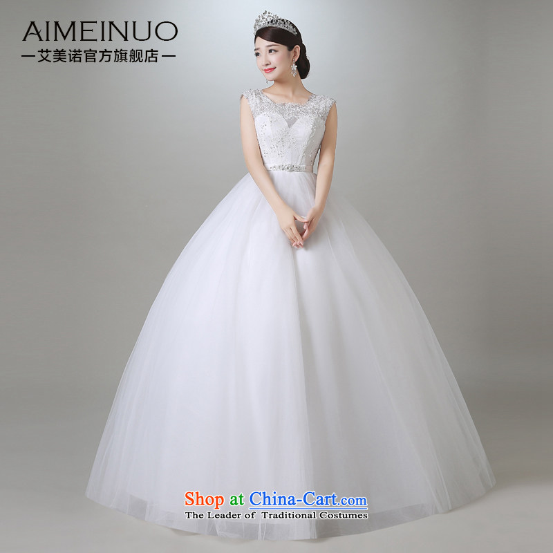 Hiv Miele wedding in summer and autumn 2015 new Korean Sau San marriages round-neck collar shoulders wedding Top Loin of Princess yarnA15CH102white S _waist a foot 9_