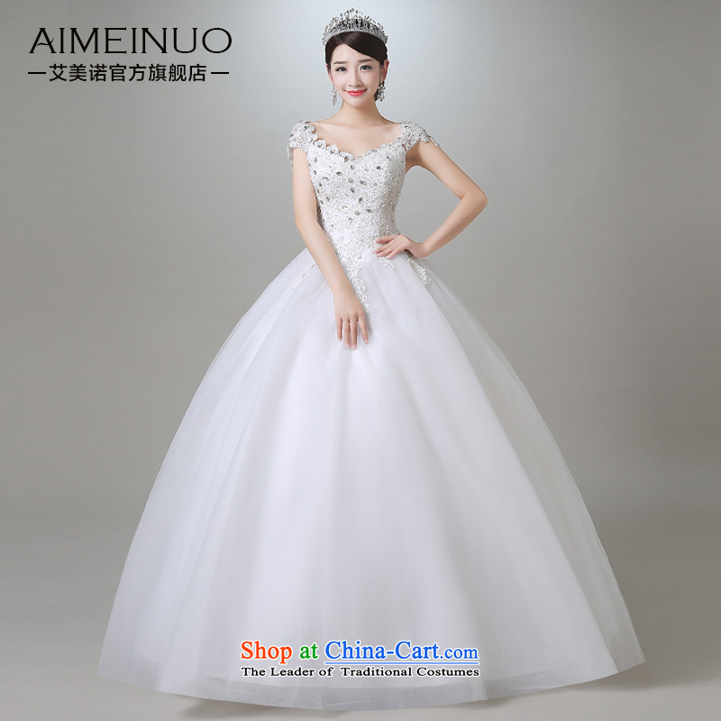 Hiv Miele wedding in summer and autumn 2015 new marriages V-Neck shoulders Silk flower buds Diamond Wedding Korean Sau San tie A15CH104 white L _ A _ two feet in waist