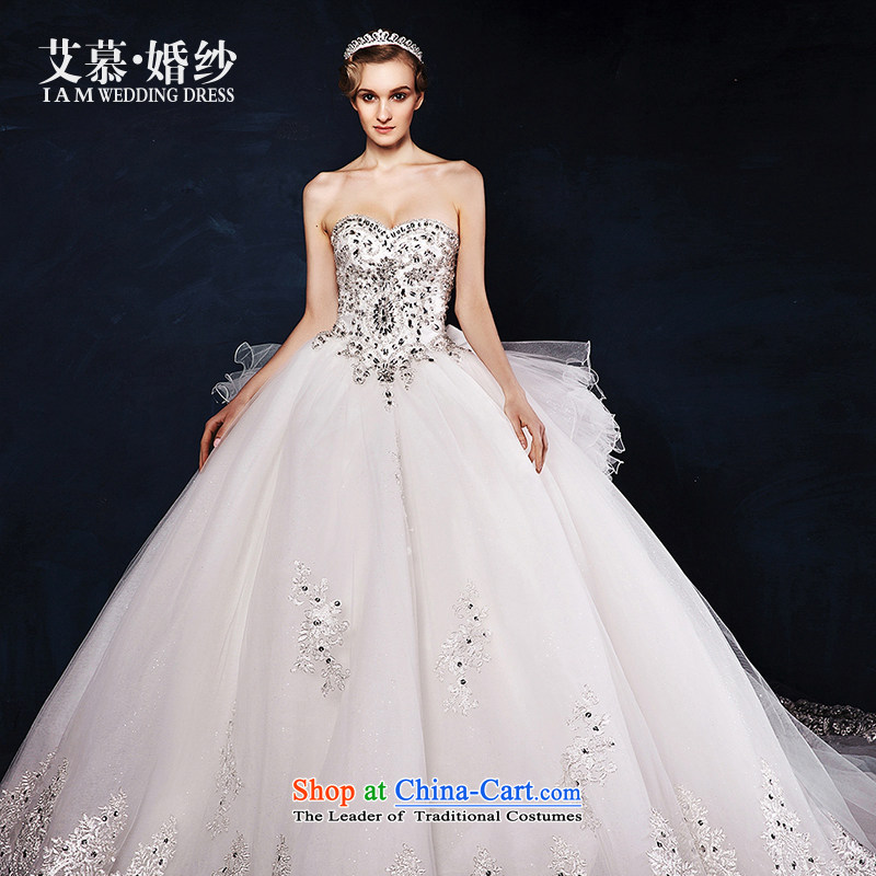 The wedding dresses HIV new spring 2015 winter glass lace Long Chest and tail flash drill wedding minimalist version L
