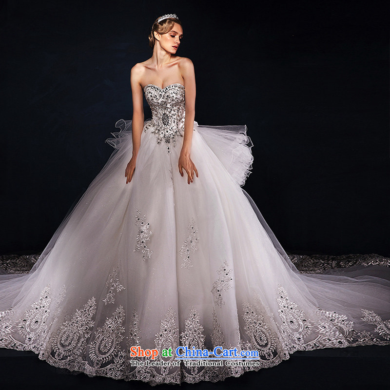 The wedding dresses HIV new spring 2015 winter glass lace Long Chest and tail flash drill wedding minimalist version , L, HIV in , , , shopping on the Internet