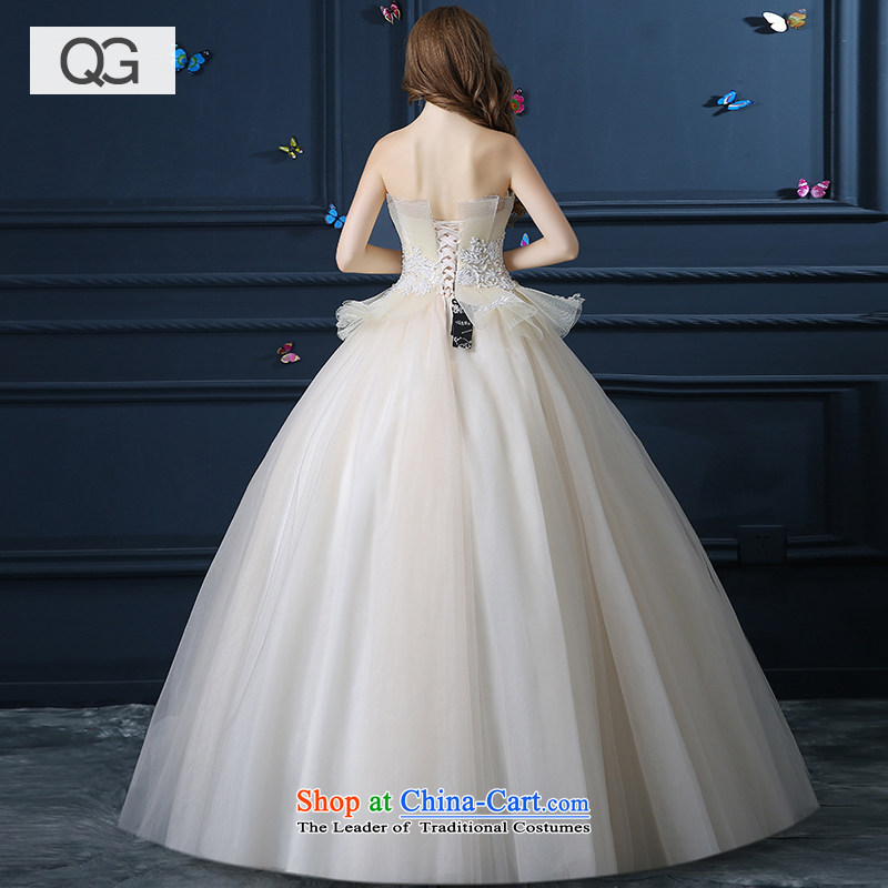 Wedding dress the summer and fall of 2015 New anointed chest champagne Wedding Theme wedding to align bon bon skirt video thin winter champagne color L, dumping of wedding dress shopping on the Internet has been pressed.