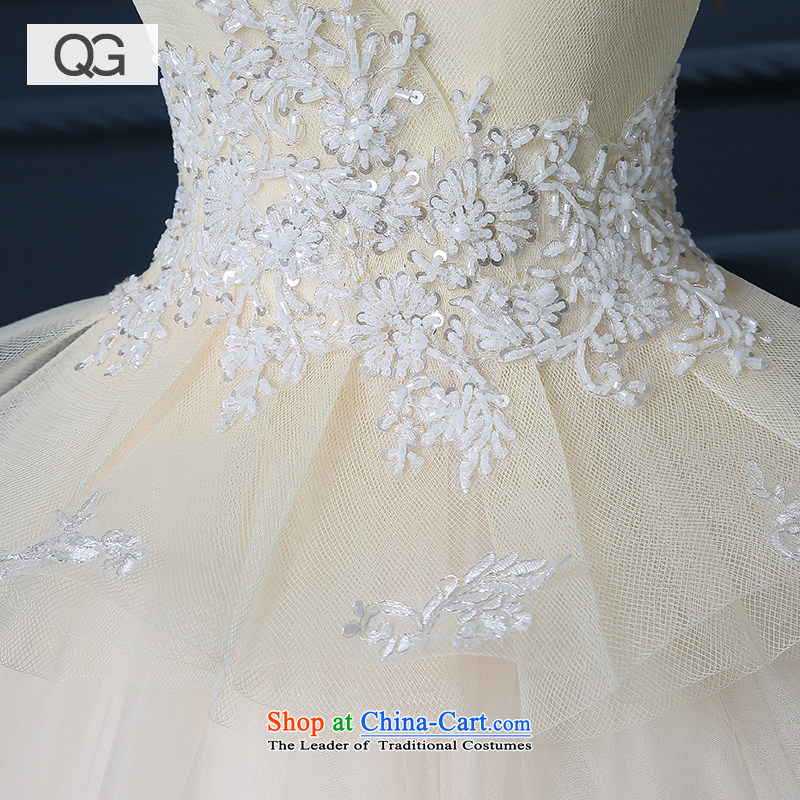 Wedding dress the summer and fall of 2015 New anointed chest champagne Wedding Theme wedding to align bon bon skirt video thin winter champagne color L, dumping of wedding dress shopping on the Internet has been pressed.