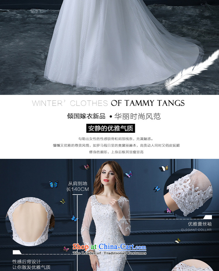 Wedding dress 2015 new summer crowsfoot tail wedding long-sleeved video thin the word 