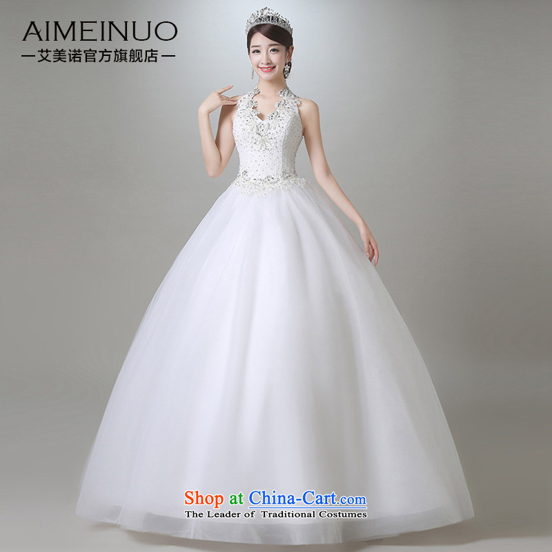Hiv Miele wedding dresses in summer and autumn of 2015 and sexy V-Neck Mount also wedding diamond marriages Korean Princess yarn?white?L _?waistline A15CH108 two feet first?_