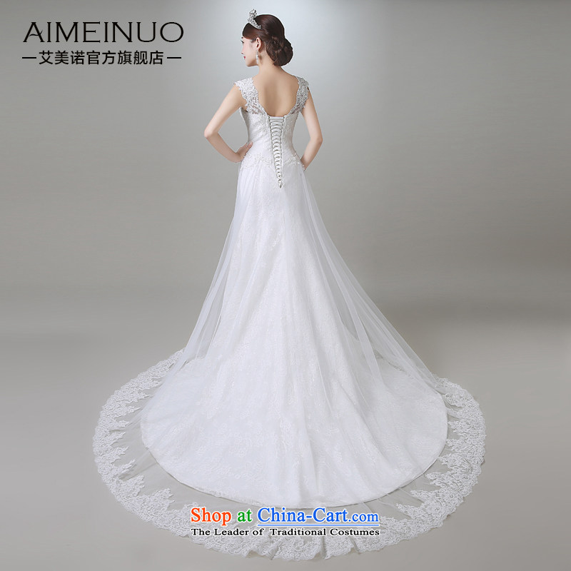 Hiv Miele wedding dresses Summer 2015 new marriages shoulders crowsfoot tail lace princess wedding video thin A15CH112 strap white L ( waist two feet ) HIV Miele shopping on the Internet has been pressed.