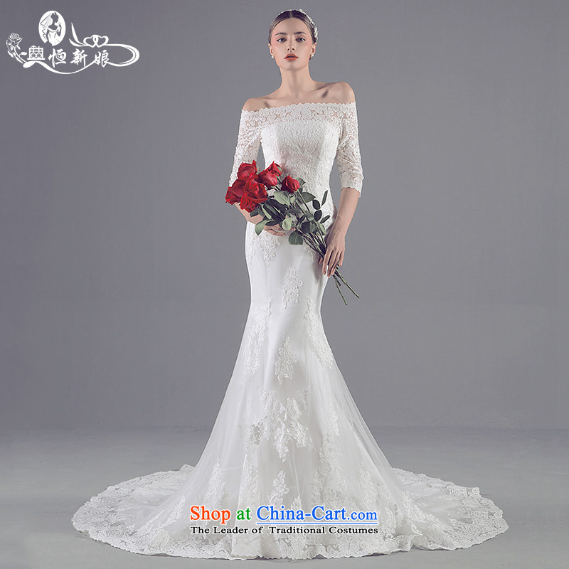 Noritsune bride custom high-end 2015 new Korean crowsfoot wedding lace in small trailing a cuff field shoulder wedding custom crowsfoot wedding White M