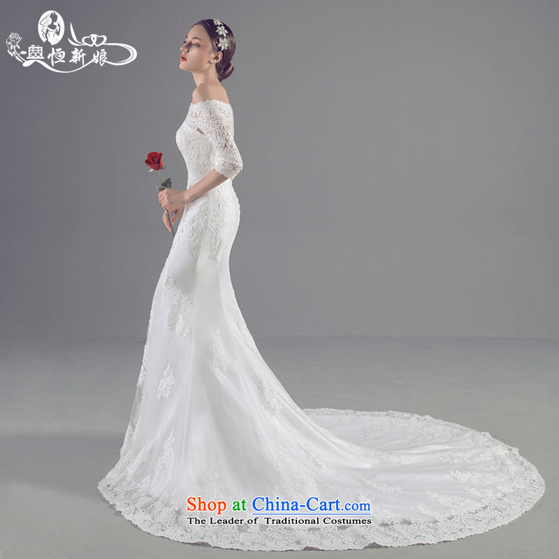 Noritsune bride custom high-end 2015 new Korean crowsfoot wedding lace in small trailing a cuff field shoulder wedding custom crowsfoot wedding White M noritsune bride shopping on the Internet has been pressed.