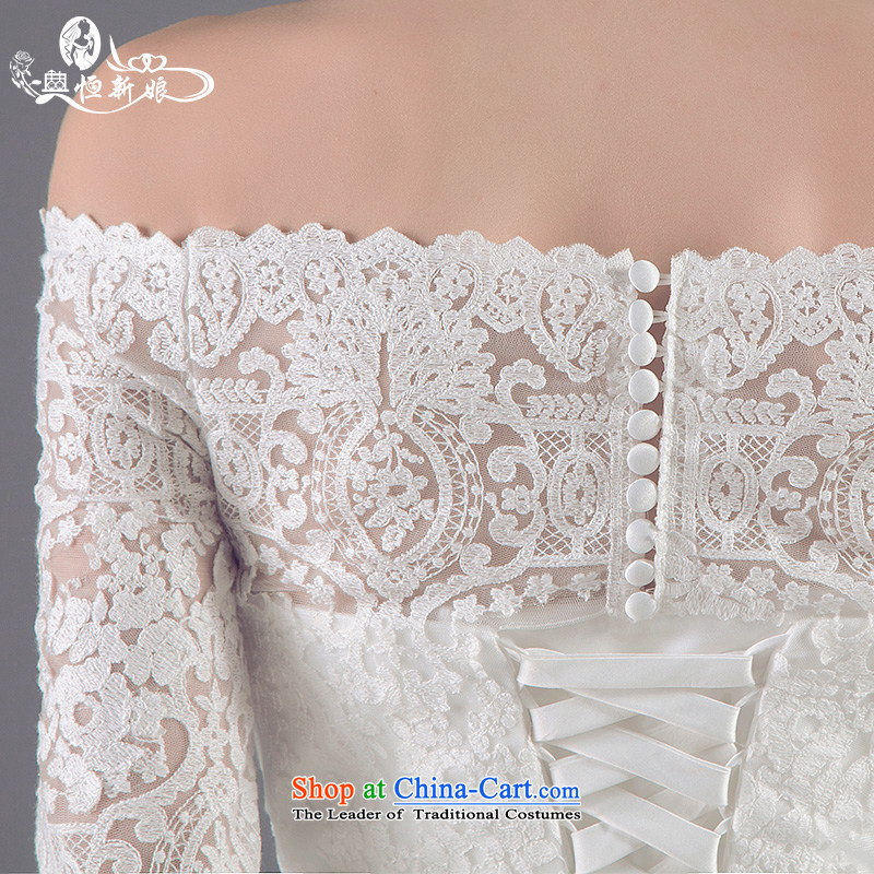 Noritsune bride custom high-end 2015 new Korean crowsfoot wedding lace in small trailing a cuff field shoulder wedding custom crowsfoot wedding White M noritsune bride shopping on the Internet has been pressed.