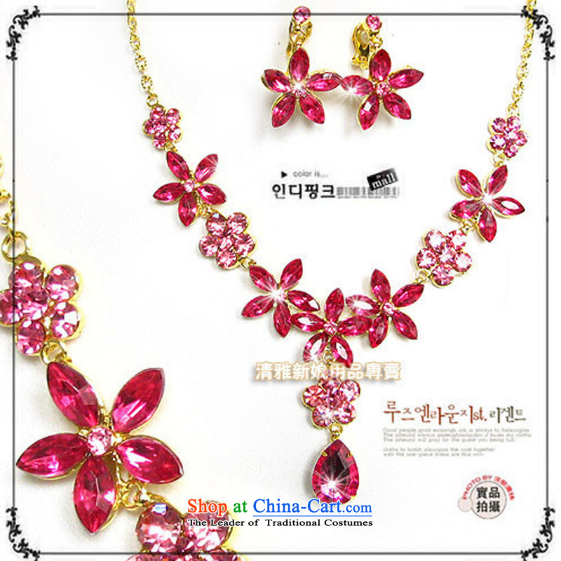 The bride _ bride kit link_necklace_flower EARRING?TL0218?Bridal Suite link purple Ear Clip