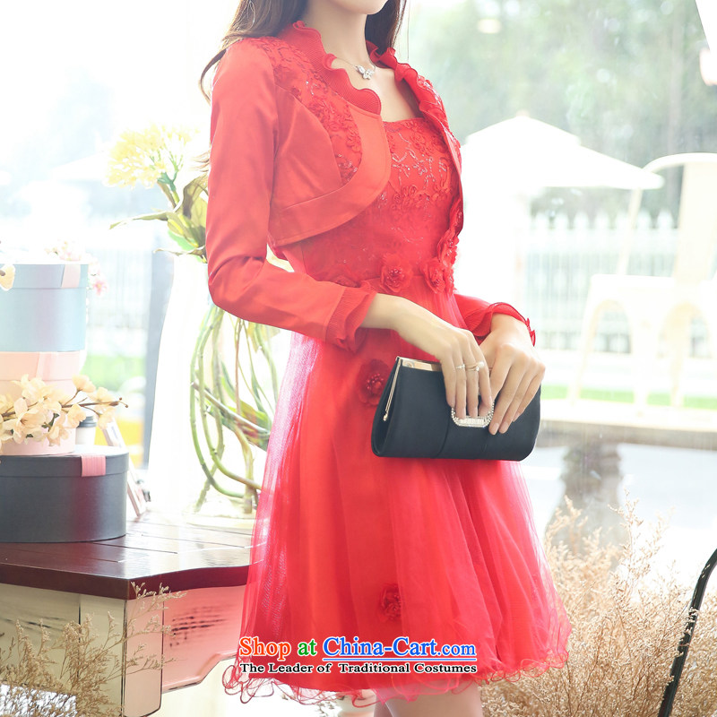  The Korean version of the 2015 spring and autumn OVBE load new graphics thin the Sau San yarn dresses kit skirt temperament and stylish wedding dress two kits female red XXXL,OVBE,,, shopping on the Internet