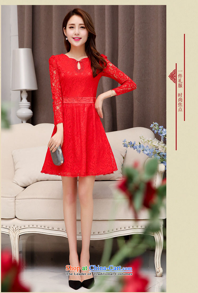  The Korean version of the 2015 spring and autumn OVBE load new graphics thin solid-colored Sau San long-sleeved wedding dresses temperament Mock-neck Foutune of lace dresses female RED M picture, prices, brand platters! The elections are supplied in the national character of distribution, so action, buy now enjoy more preferential! As soon as possible.