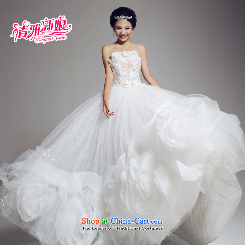 Wedding dress Kyrgyz-american married Korean version of the new arts princess wedding anointed chest to align graphics 666 thin bride wedding tailXL