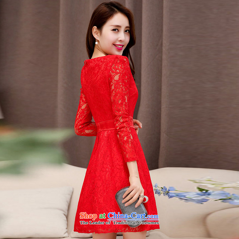 To spring and autumn 2015 new stylish Sau San video thin fine lace dress lace flowers wedding dresses red , L, to xiangzuo () , , , shopping on the Internet