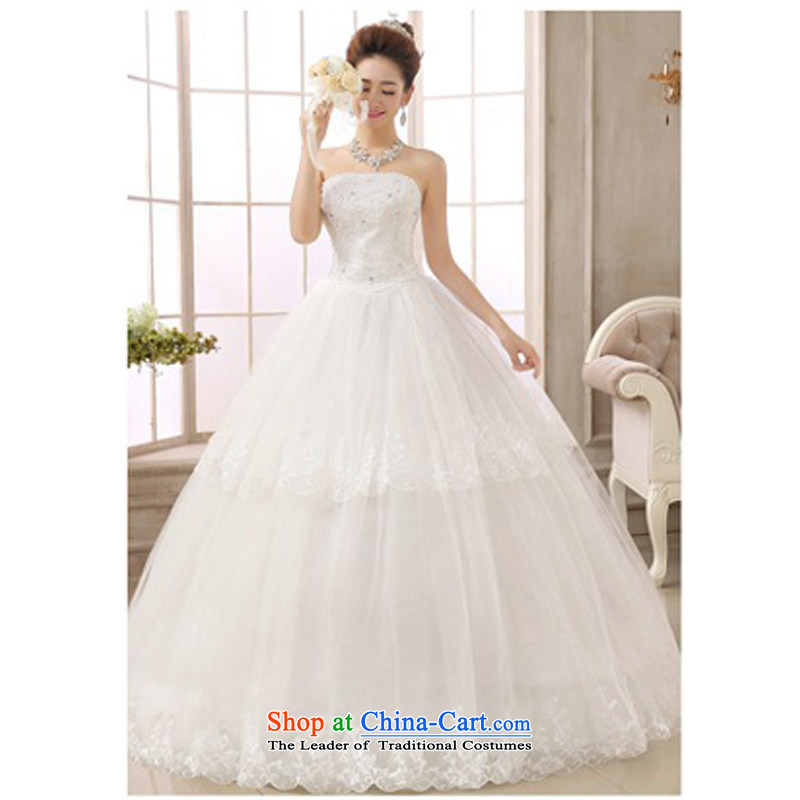 2015 new wedding fish Bone Shape?Tier 6 Tier Two petticoats lace, hand-drilling lace bride video thin wiping the chest wedding dresses White?M