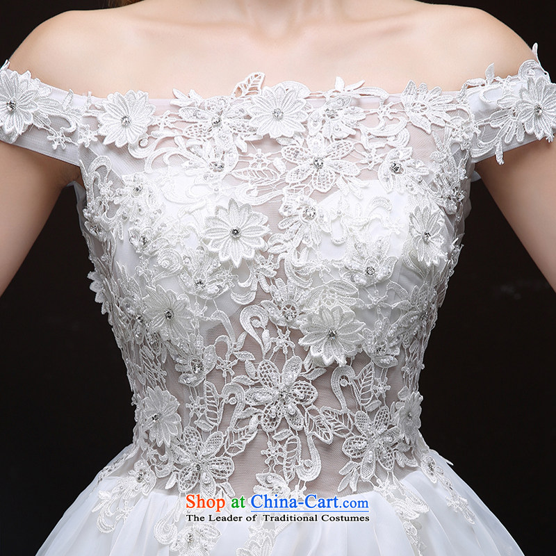 Talk to her wedding dresses, before the new 2015 after long tail short word for the Korean version shoulder thin large wedding lace princess out of white XXL, whisper to Madame shopping on the Internet has been pressed.