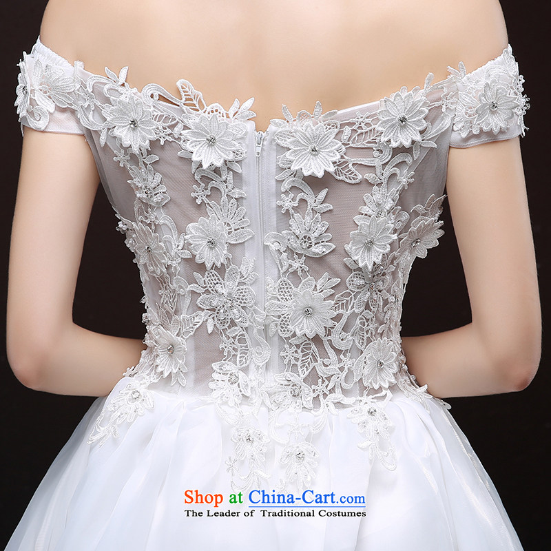 Talk to her wedding dresses, before the new 2015 after long tail short word for the Korean version shoulder thin large wedding lace princess out of white XXL, whisper to Madame shopping on the Internet has been pressed.