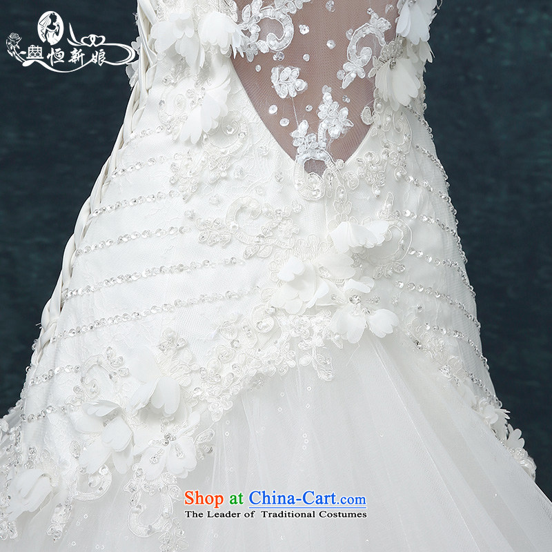 Noritsune bride 2015 Summer Korean style wedding dress shoulder straps on each side of the tail wedding lace large graphics thin sexy female deep V fluoroscopy side strap white M noritsune bride shopping on the Internet has been pressed.