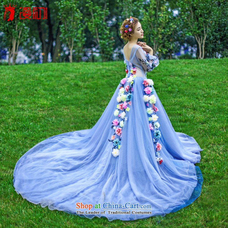 In the early summer of 2015, the new definition of the Flower Fairies  the word wedding shoulder length tail wedding light blue M early man , , , shopping on the Internet