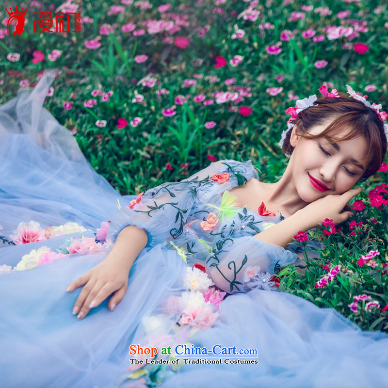 In the early summer of 2015, the new definition of the Flower Fairies  the word wedding shoulder length tail wedding light blue M early man , , , shopping on the Internet