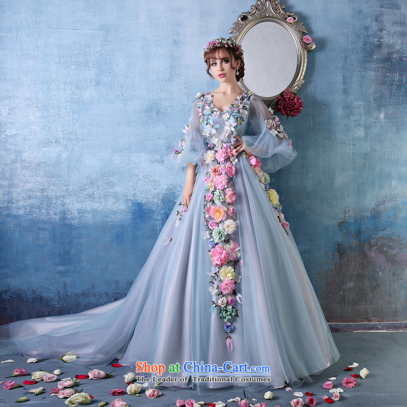 Sin Sin Kai Edge 2015 Summer new stylish photo building shoulders large Flower Fairies  tail dress marriages banquet Fan Bing Bing stars of the same evening dress blue S Sin Sin Introduction , , , shopping on the Internet