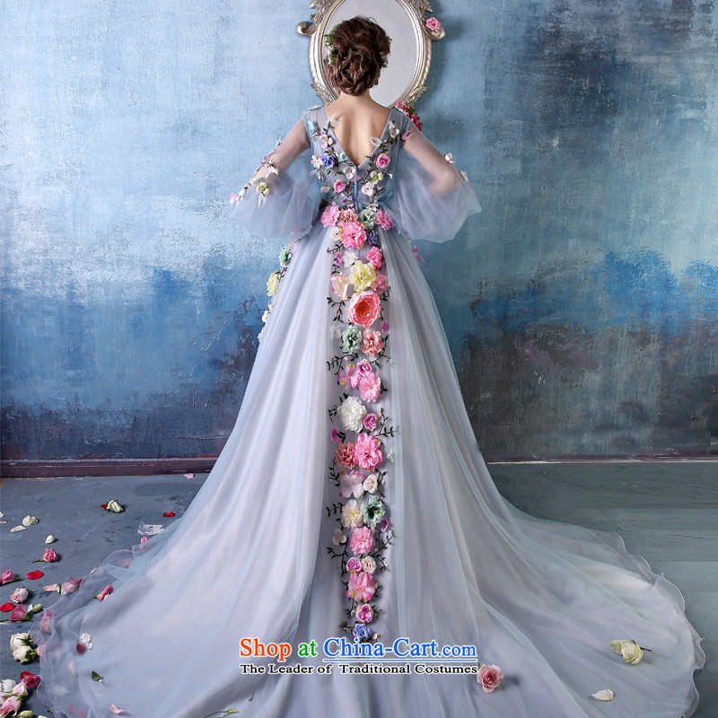 Sin Sin Kai Edge 2015 Summer new stylish photo building shoulders large Flower Fairies  tail dress marriages banquet Fan Bing Bing stars of the same evening dress blue S Sin Sin Introduction , , , shopping on the Internet