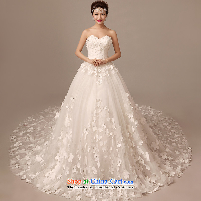 The Korean version of the divas 2015 new stylish wedding Korean style with long tail large chest code thick MM video thin luxury wedding spring, summer, autumn and classic style white M stereo crop, Republika Srpska (pnessa divas) , , , shopping on the In
