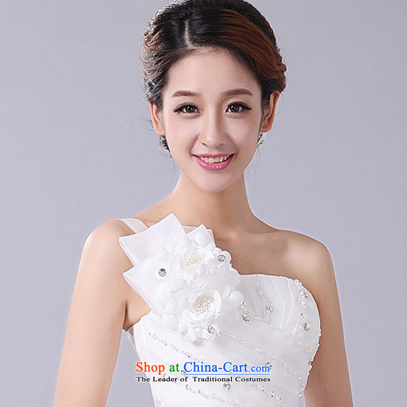 The autumn 2015 new wedding dresses Korean sweet princess shoulder straps to align with flowers wedding White XL