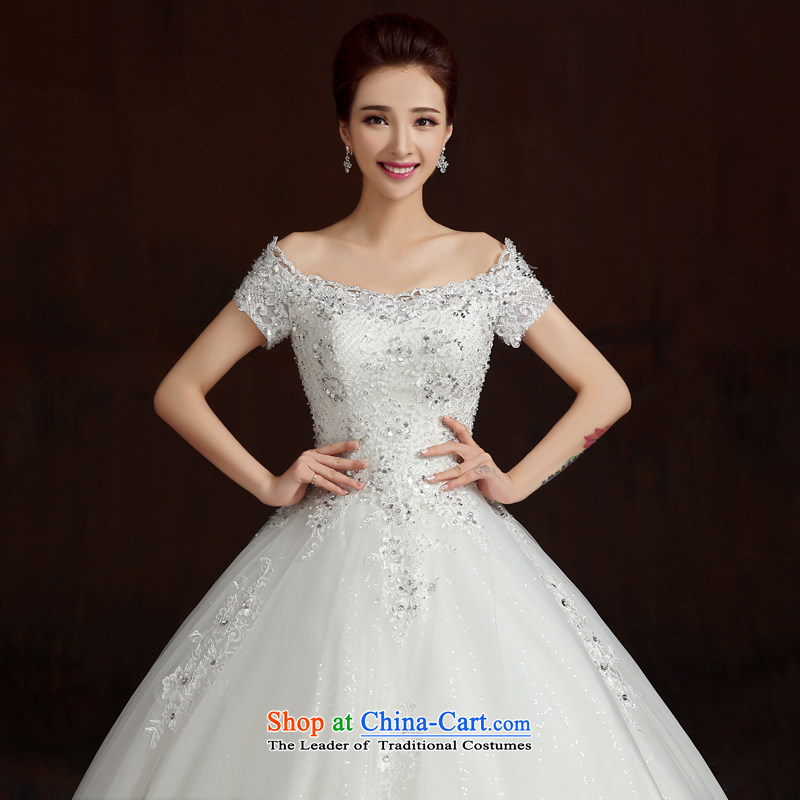 7 7 color tone 2015 Summer New Asian layout to align the shoulders of custom video word thin shoulders bride wedding dresses H081 White XL, 7 color 7 Tone , , , shopping on the Internet