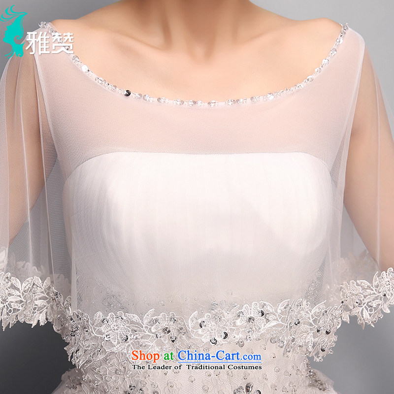 Jacob Chan bride wedding new summer and fall of 2015 fluoroscopy round-neck collar slotted shoulder for drilling water shawl lace graphics to align the Korean version of the thin bon bon skirt White XL, Jacob Chan (YAZAN) , , , shopping on the Internet
