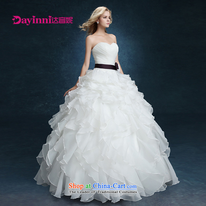 2015 new wiping the chest to bon bon yarn bride wedding dresses married Korean style spring and summer female thin large video   WhiteXXL