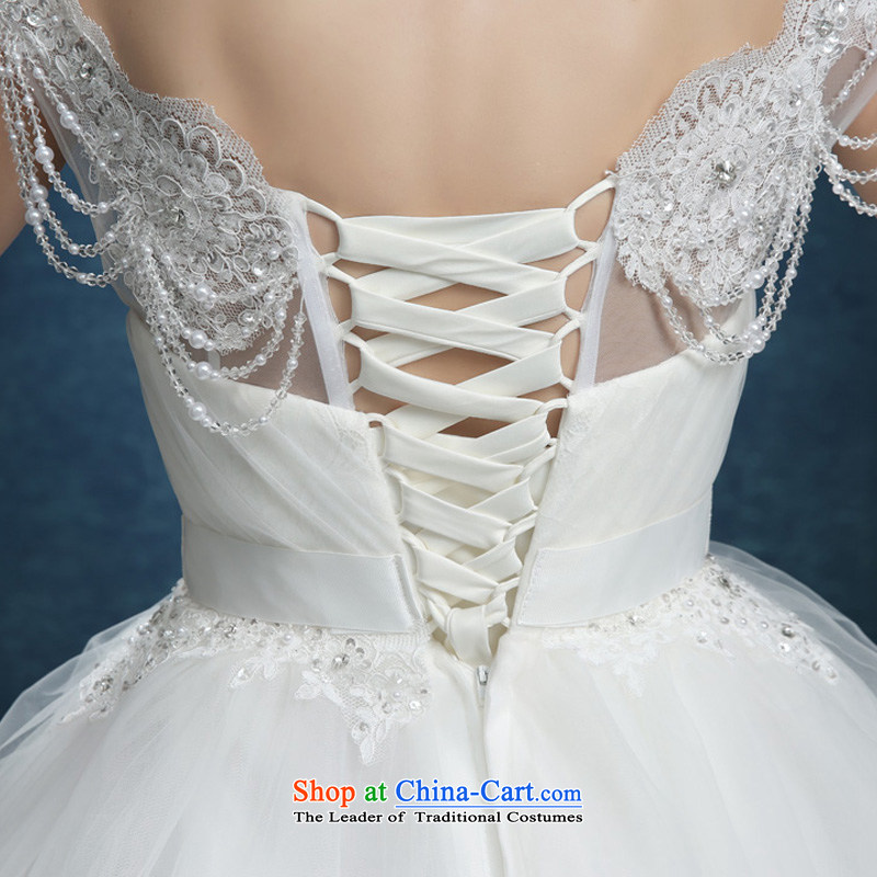 The new Word 2015 wedding shoulder lace Stitch pearl to align the bride wedding princess petticoats align to White gauze strap white M to sound (dayinni ni) , , , shopping on the Internet