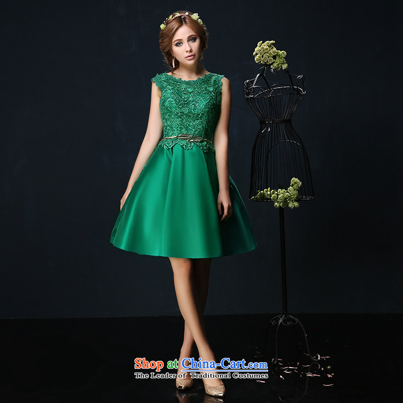 2015 Korean brides dress shoulders large red video thin marriage bows services shortage of Sau San banquet evening dress green custom
