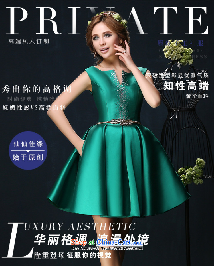 Toasting champagne bride services 2015 Spring/Summer New 2 large shoulder graphics thin banquet, wedding dress short skirt green S picture, prices, brand platters! The elections are supplied in the national character of distribution, so action, buy now enjoy more preferential! As soon as possible.