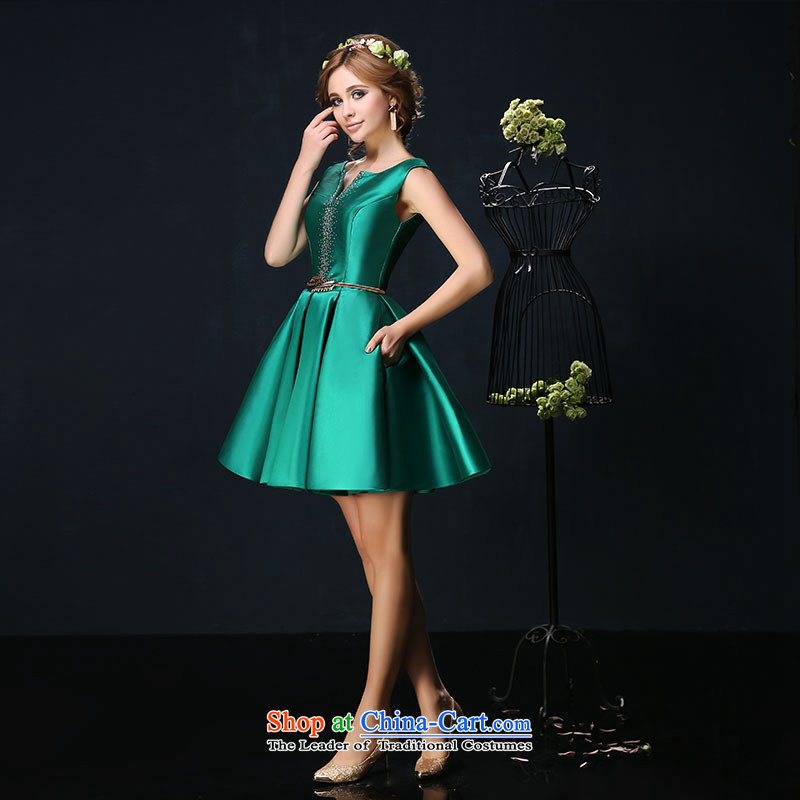 Toasting champagne bride services 2015 Spring/Summer New 2 large shoulder graphics thin banquet, wedding dress short skirt green S Sin Sin Introduction , , , shopping on the Internet