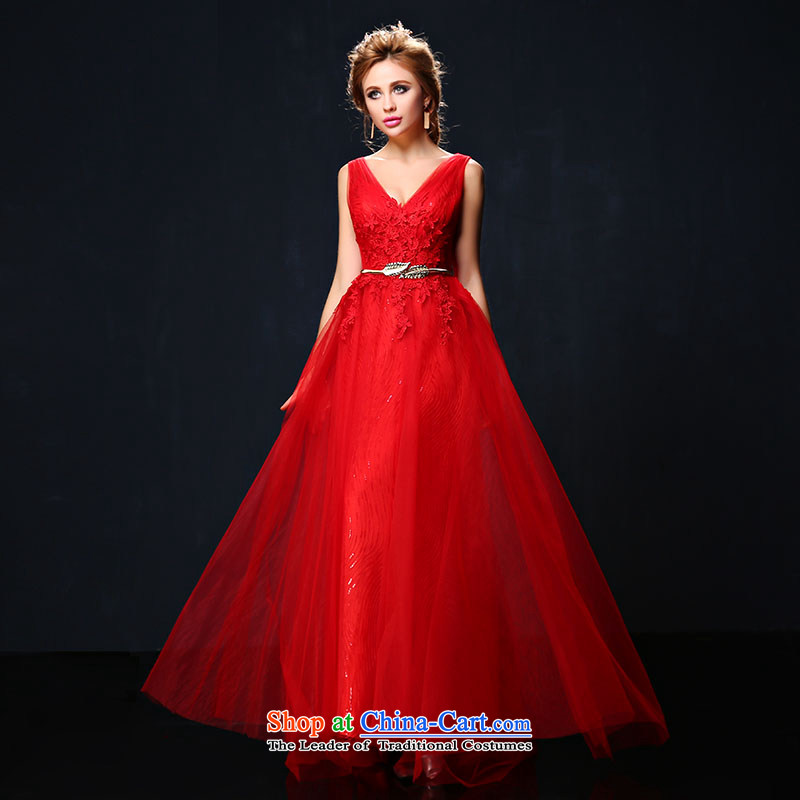 Marriages evening dresses 2015 Summer new Korean fashion shoulders large graphics thin red long bows services tailored red