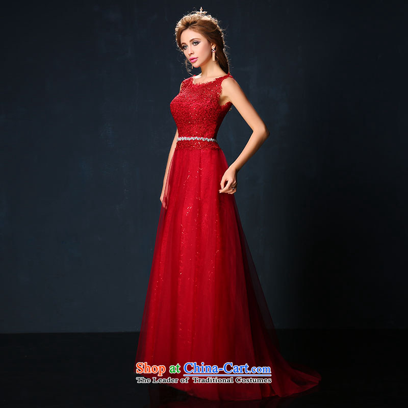 The bride dress Summer 2015 New 2 shoulder length of red marriage large service bows banquet dress Sau San wine red tailored, Sin Sin Introduction , , , shopping on the Internet