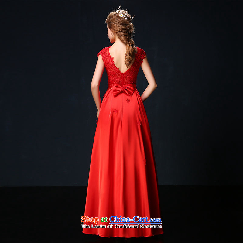 The bride services 2015 Summer Korea bows new version lace shoulder larger video thin red long banquet dinner dress gold tailored, Sin Sin Introduction , , , shopping on the Internet