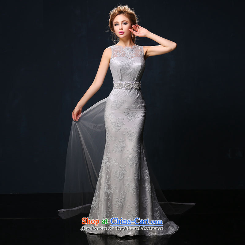 The bride crowsfoot bows services 2015 Summer new Korean shoulders long red lace banquet dinner dress gray Sau San , L, Sin Sin Introduction , , , shopping on the Internet