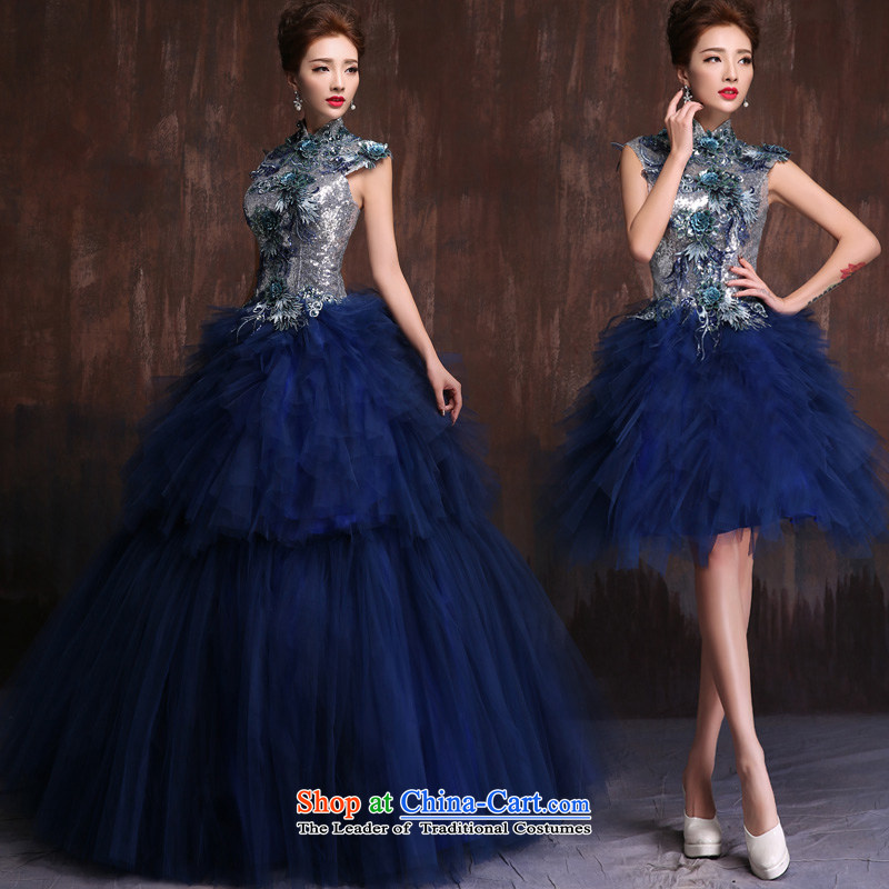 The spring and summer of 2015, the Korean version of the new wedding dresses long evening dresses stage performances under the auspices of the bride dress uniform color photo of bows as the size of the long, Sin Sin Introduction , , , shopping on the Inte