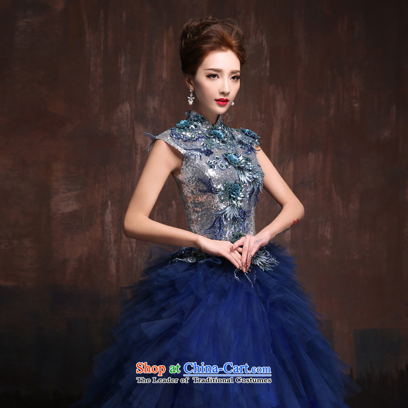 The spring and summer of 2015, the Korean version of the new wedding dresses long evening dresses stage performances under the auspices of the bride dress uniform color photo of bows as the size of the long, Sin Sin Introduction , , , shopping on the Inte