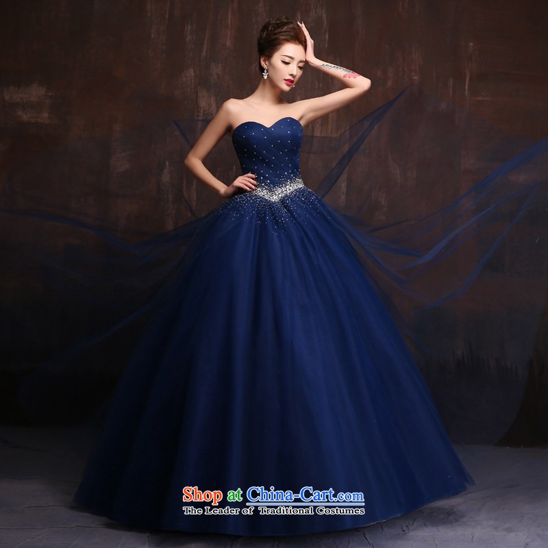 Wedding dress 2015 new anointed chest long banquet of diamond ornaments blue dress bride will serve the spring bows wine red M Sin Sin Introduction , , , shopping on the Internet