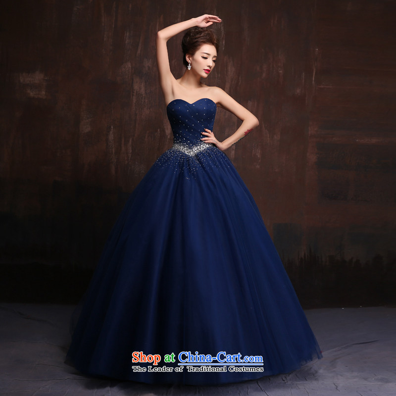 Wedding dress 2015 new anointed chest long banquet of diamond ornaments blue dress bride will serve the spring bows wine red M Sin Sin Introduction , , , shopping on the Internet