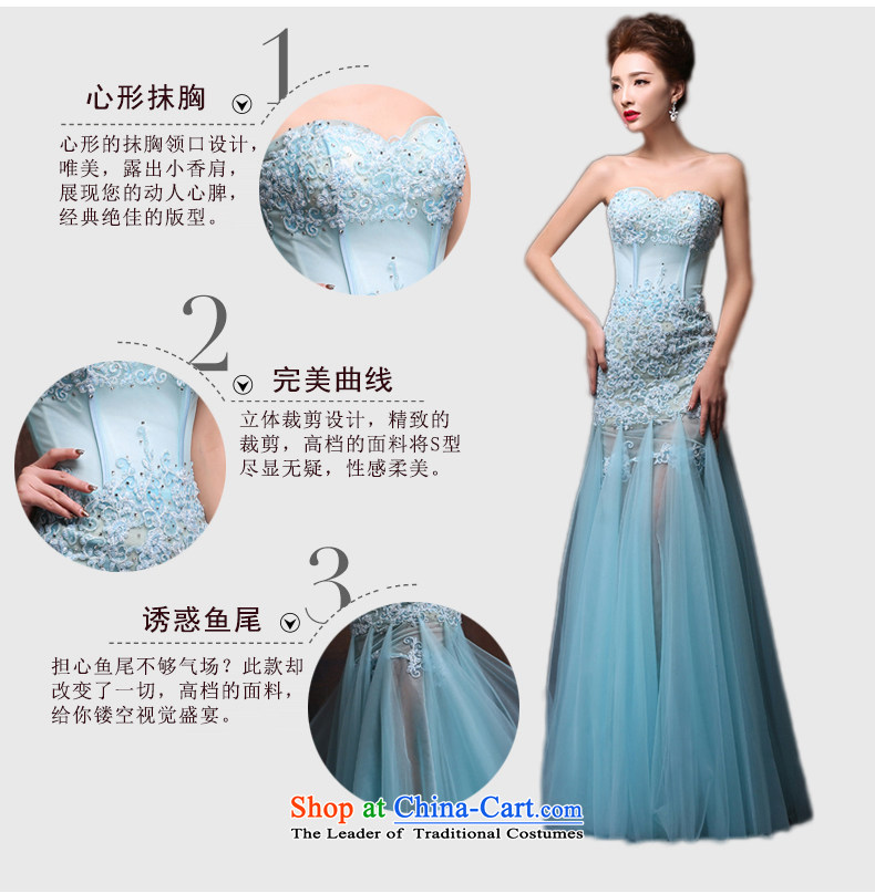 2015 Spring/summer evening dress the new Korean lace anointed chest marriages crowsfoot bows service banquet long dresses made ice blue size pictures, prices, brand platters! The elections are supplied in the national character of distribution, so action, buy now enjoy more preferential! As soon as possible.