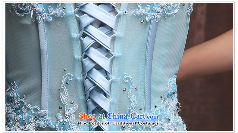 2015 Spring/summer evening dress the new Korean lace anointed chest marriages crowsfoot bows service banquet long dresses made ice blue size pictures, prices, brand platters! The elections are supplied in the national character of distribution, so action, buy now enjoy more preferential! As soon as possible.
