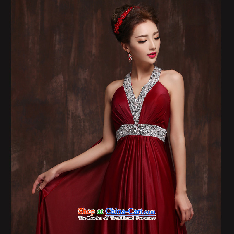 2015 new stylish long red deep bows services V bride moderator will dress Sau San banquet wine red M Sin Sin Introduction , , , shopping on the Internet